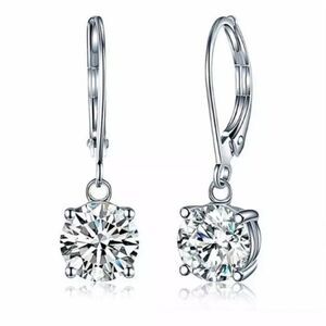 💎A085💎 NEW MODERN SILVER PLATED DIAMOND HOOP EARRINGS